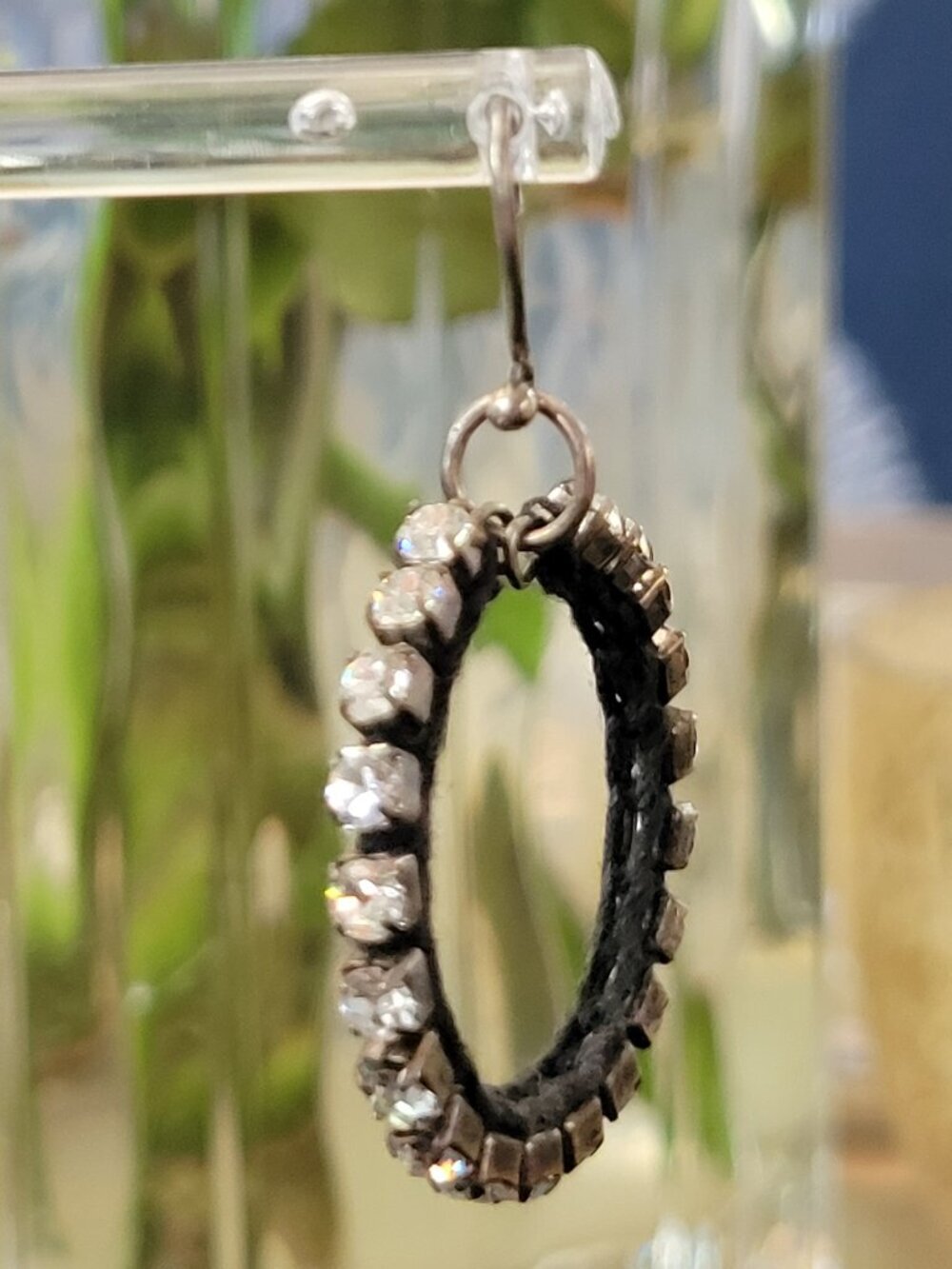 Chan Luu Black Hoop Drop Earrings with Clear Crystals. 1” hoop